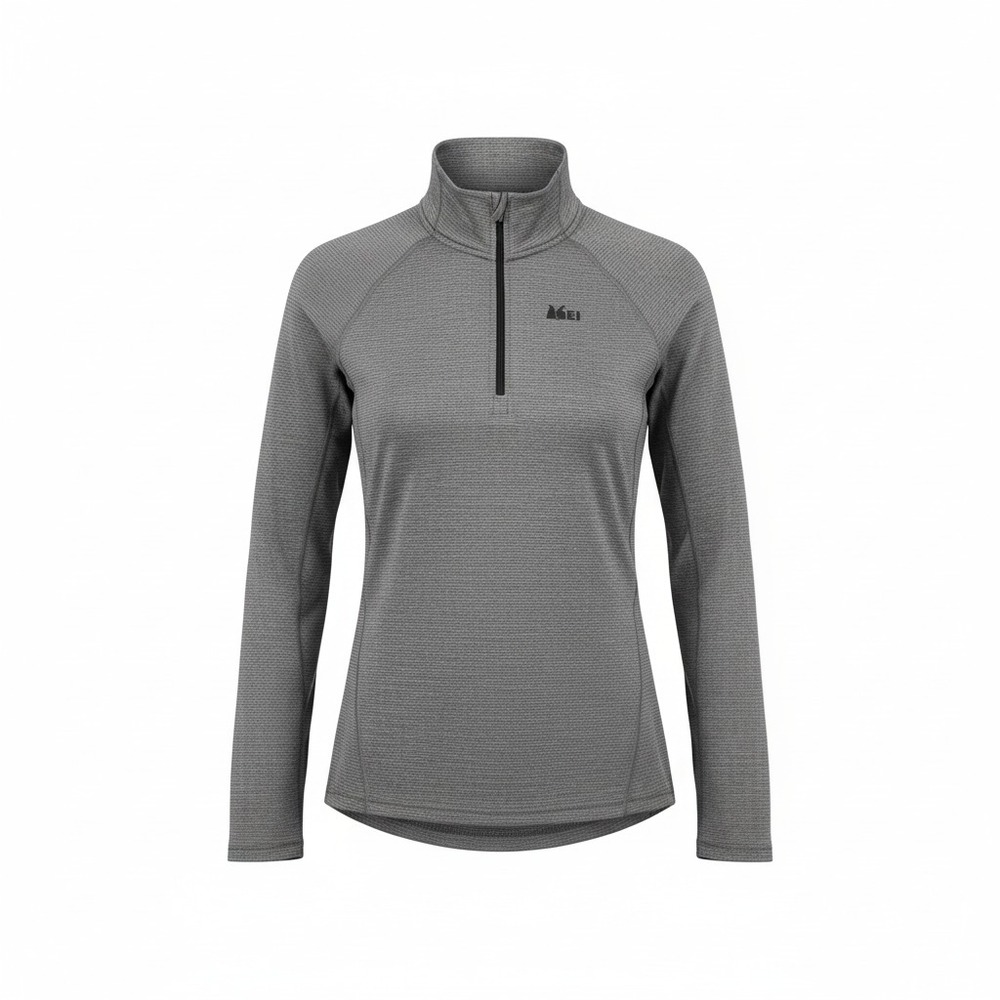 REI Midweight Quarter-Zip Base‎ Layer Womens XS Gray Striped Performance Tech